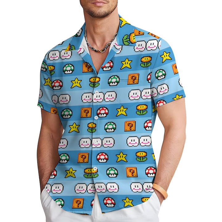 Men's Digital Game Printing Casual Short Sleeve Shirt 2403000226