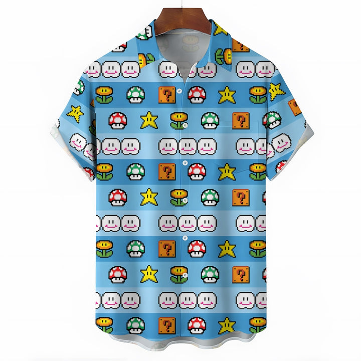 Men's Digital Game Printing Casual Short Sleeve Shirt 2403000226