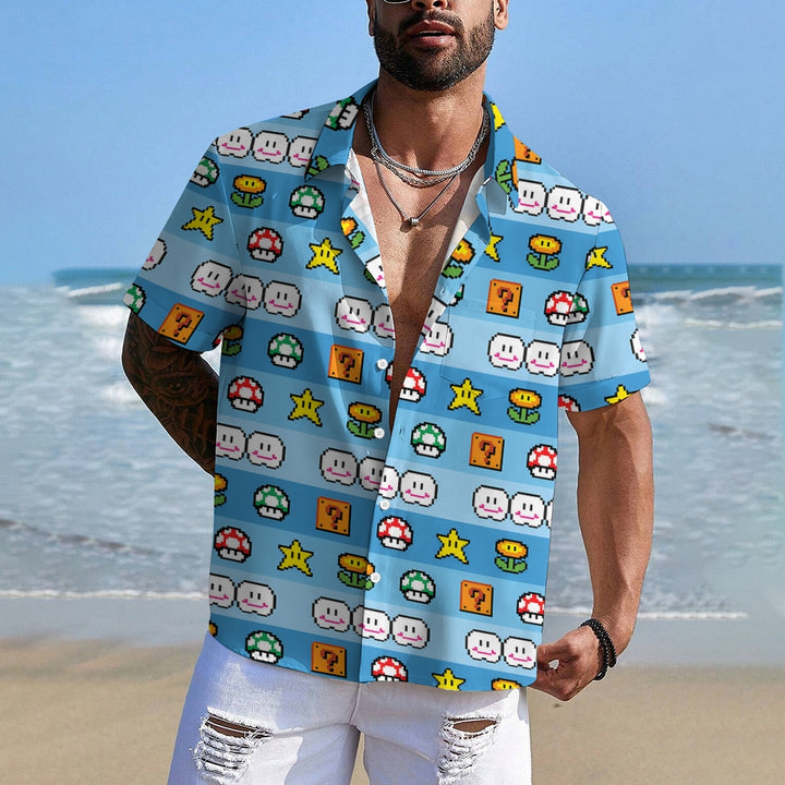 Men's Digital Game Printing Casual Short Sleeve Shirt 2403000226