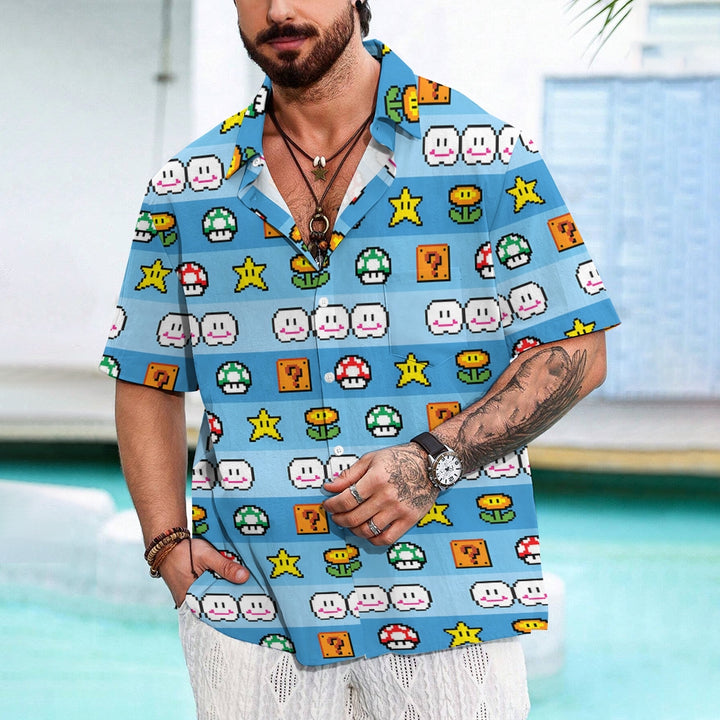 Men's Digital Game Printing Casual Short Sleeve Shirt 2403000226