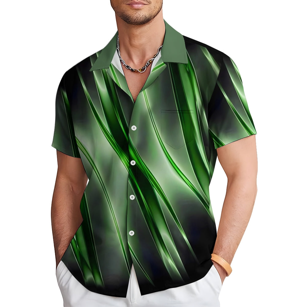 Men's Ombre Gradient Pattern Print Vintage Lapel Collar Short Sleeve Shirt 2407004836