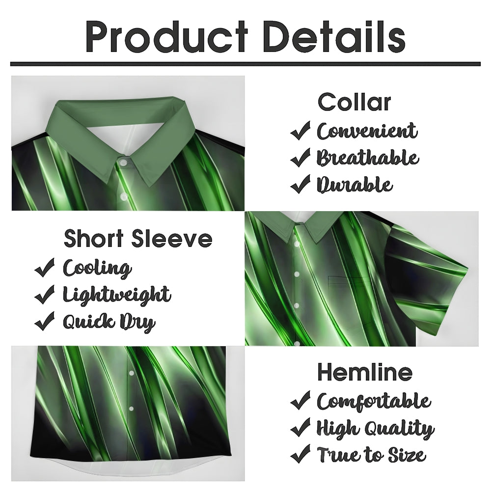 Men's Ombre Gradient Pattern Print Vintage Lapel Collar Short Sleeve Shirt