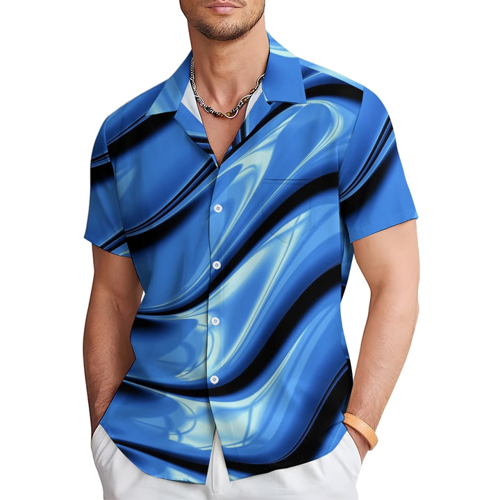 Hawaiian Ombre Art Print Men's Button Pocket Short Sleeve Shirt 2407003881