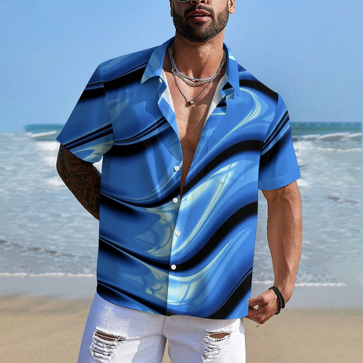 Hawaiian Ombre Art Print Men's Button Pocket Short Sleeve Shirt 2407003881