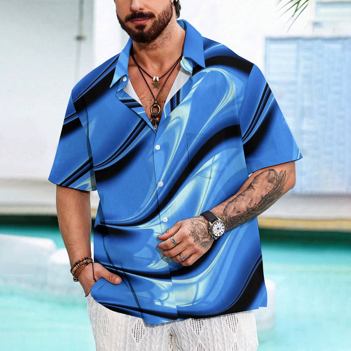 Hawaiian Ombre Art Print Men's Button Pocket Short Sleeve Shirt 2407003881