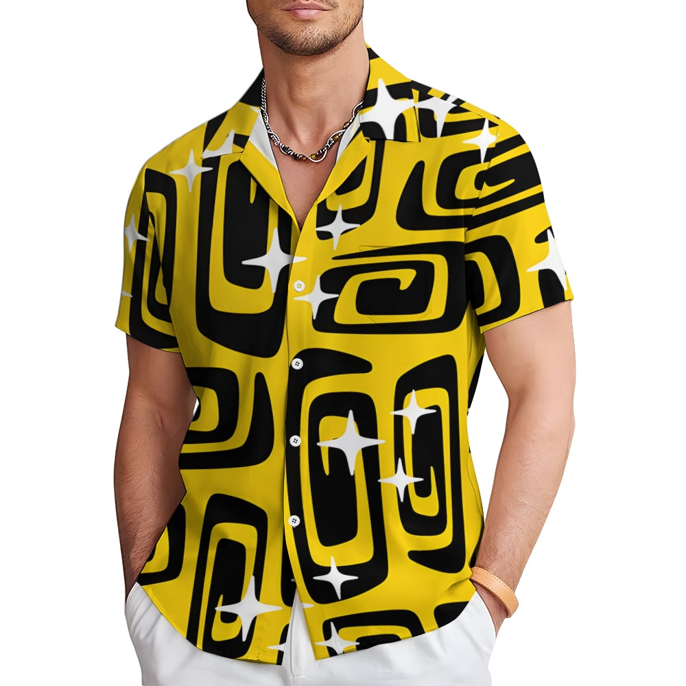 Men's Geometric Print Casual Short Sleeve Shirt 2404001713