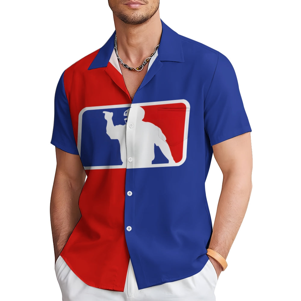 Men's Baseball Elements Casual Short Sleeve Shirt 2403000837