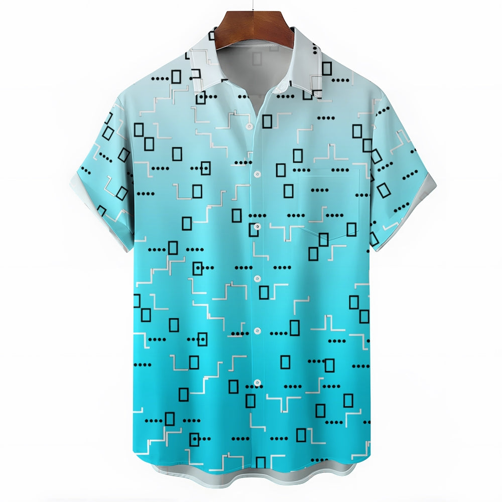 Geometric Pattern Line Gradient Print Casual Vacation Shirt 2407004102