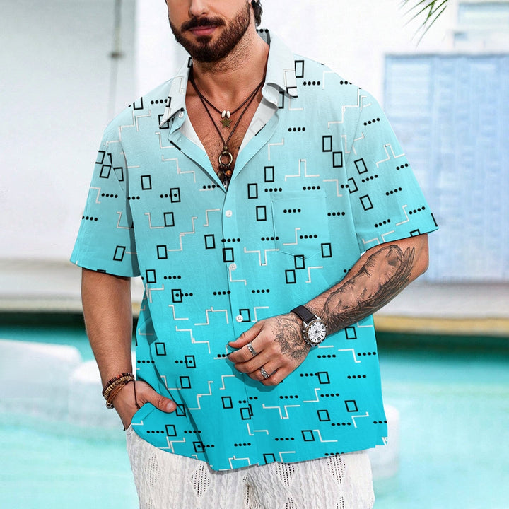 Geometric Pattern Line Gradient Print Casual Vacation Shirt 2407004102