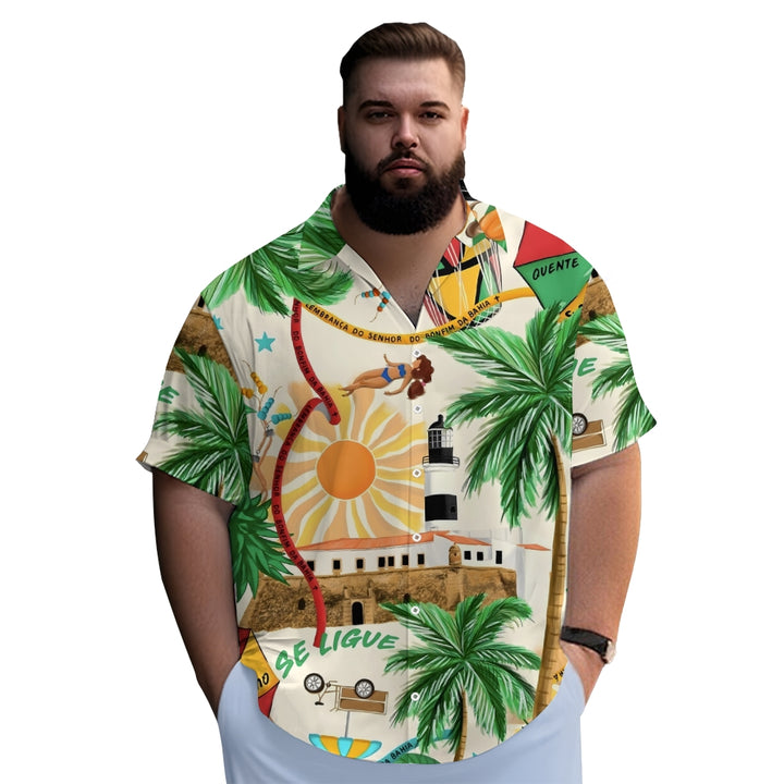 Men's Art Hawaiian Short Sleeve Pockets Shirt