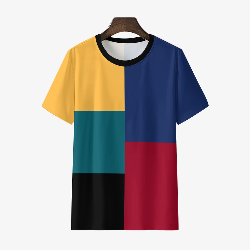 Men's Large Casual Colorblock Printed T-shirt 2407004771