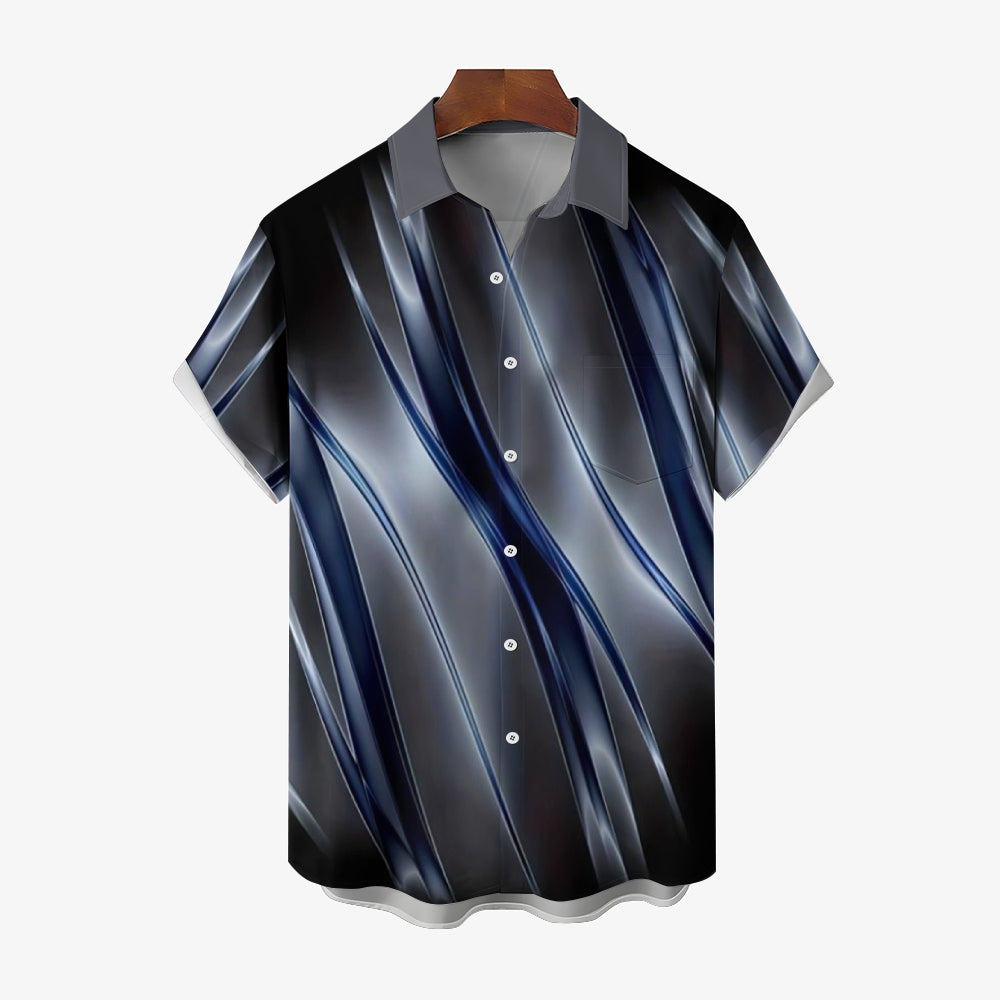 Men's Ombre Gradient Pattern Print Vintage Lapel Collar Short Sleeve Shirt 2407004836