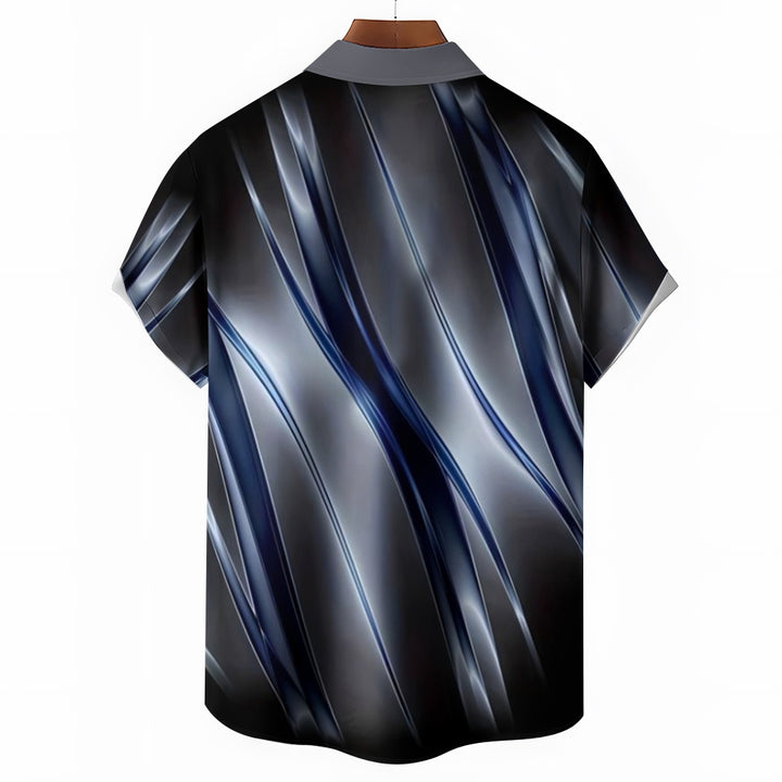 Men's Ombre Gradient Pattern Print Vintage Lapel Collar Short Sleeve Shirt 2407004836