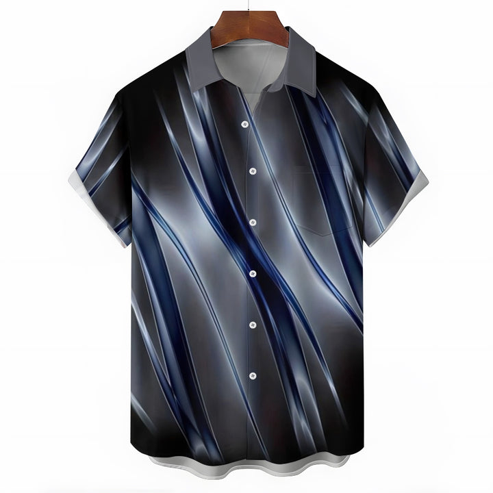 Men's Ombre Gradient Pattern Print Vintage Lapel Collar Short Sleeve Shirt 2407004836