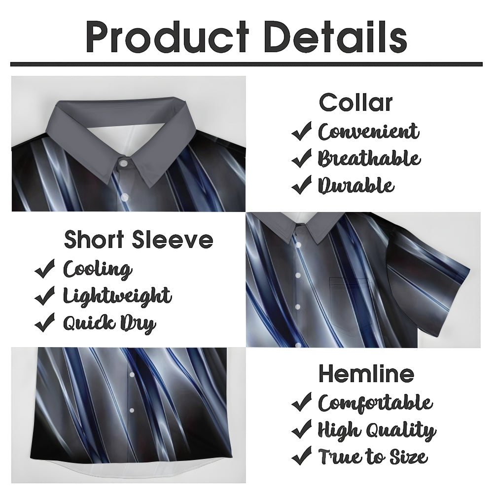 Men's Ombre Gradient Pattern Print Vintage Lapel Collar Short Sleeve Shirt 2407004836