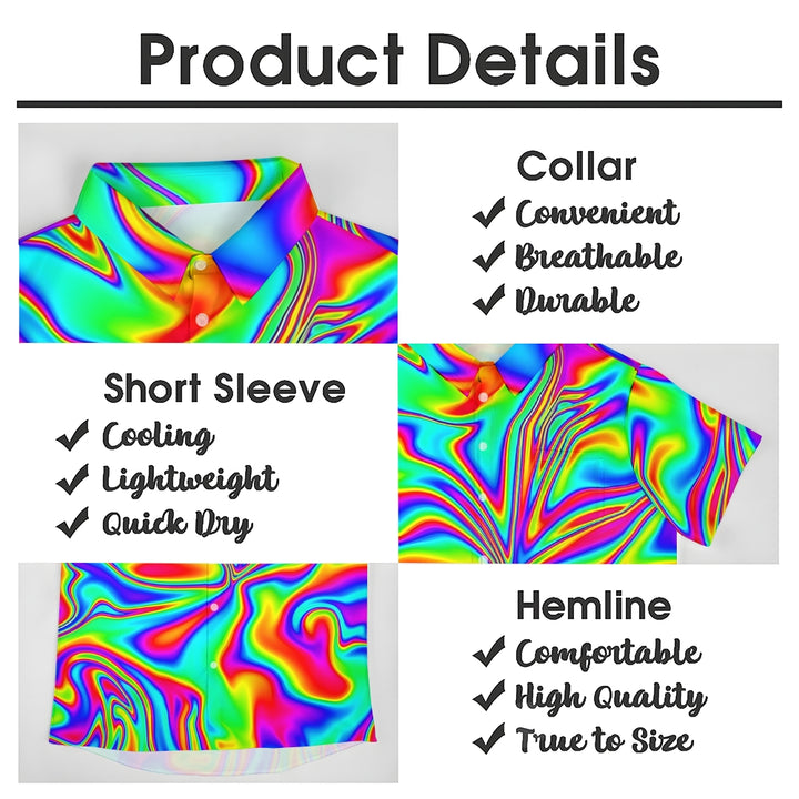 Men's Hawaiian Flowing Color Print Resort Shirt 2306101600