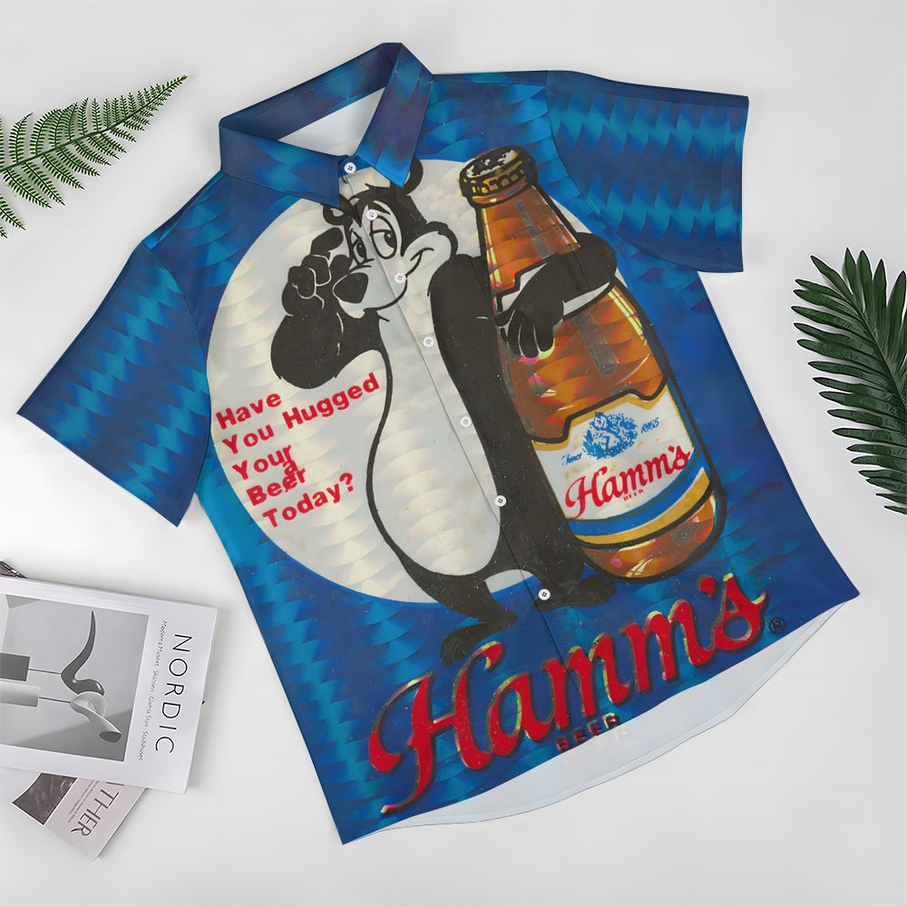 Men's Hamm's Beer Printed Casual Plus Size Shirts 2407004871