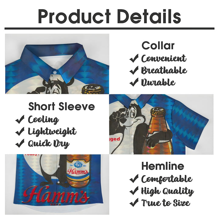 Men's Hamm's Beer Printed Casual Plus Size Shirts 2407004871