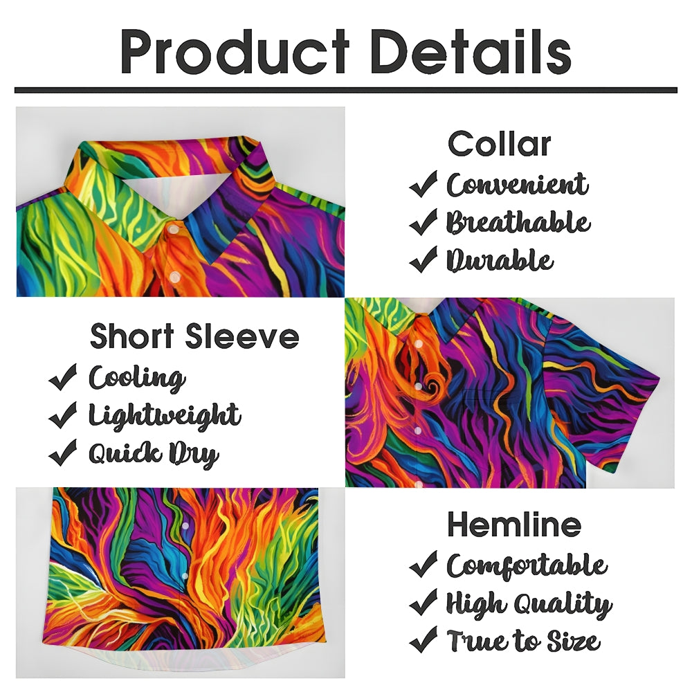 Men's 3D Abstract Pattern Print Short Sleeve Lapel Shirt 2407004876