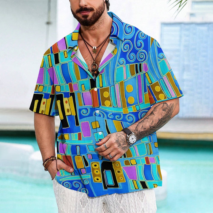 Men's Abstrct Art Print Casual Short Sleeve Shirt 2407004884