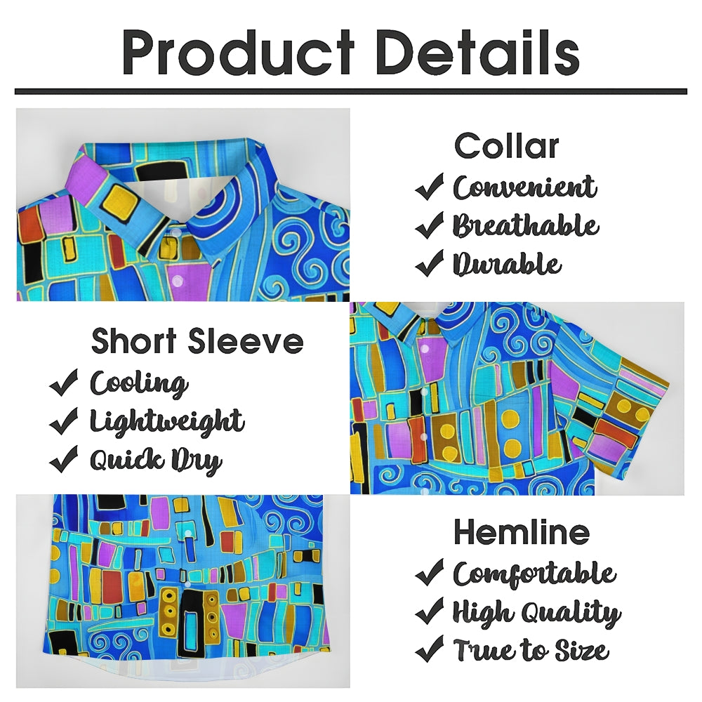 Men's Abstrct Art Print Casual Short Sleeve Shirt 2407004884