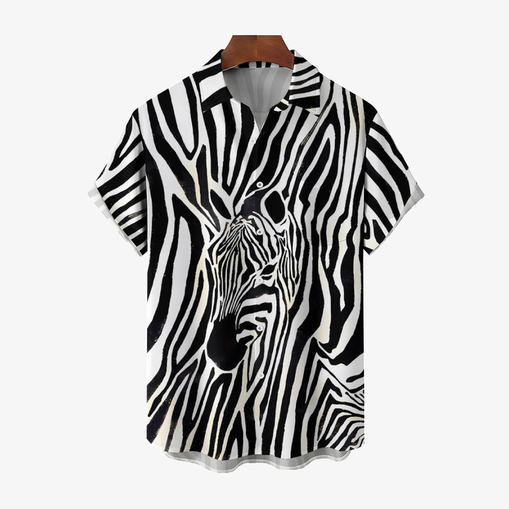 Men's Zebra Stripes Art Casual Short Sleeve Shirt 2402000077