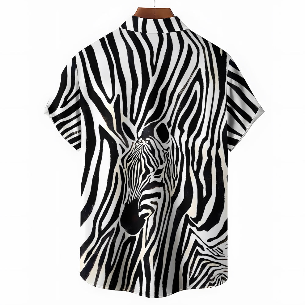 Men's Zebra Stripes Art Casual Short Sleeve Shirt 2402000077