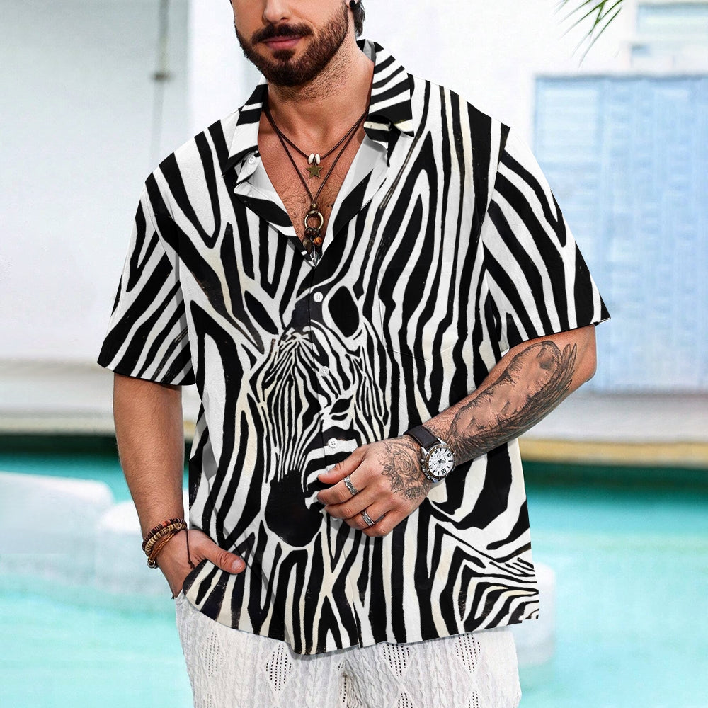 Men's Zebra Stripes Art Casual Short Sleeve Shirt 2402000077