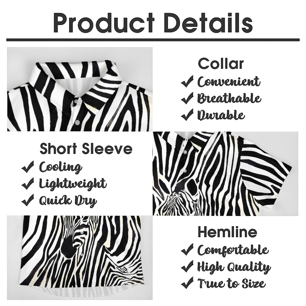 Men's Zebra Stripes Art Casual Short Sleeve Shirt 2402000077