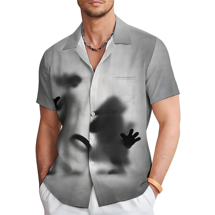 Men's Cartoon Shaded Art Print Casual Short Sleeve Shirt 2407005063