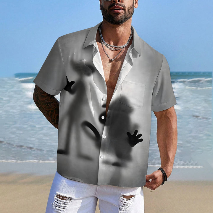 Men's Cartoon Shaded Art Print Casual Short Sleeve Shirt 2407005063