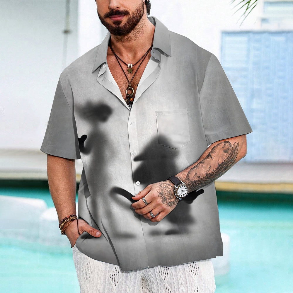 Men's Cartoon Shaded Art Print Casual Short Sleeve Shirt 2407005063