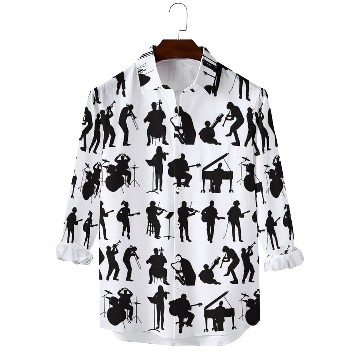 Music Elements Print Vacation Casual Men's Shirt 2407005103