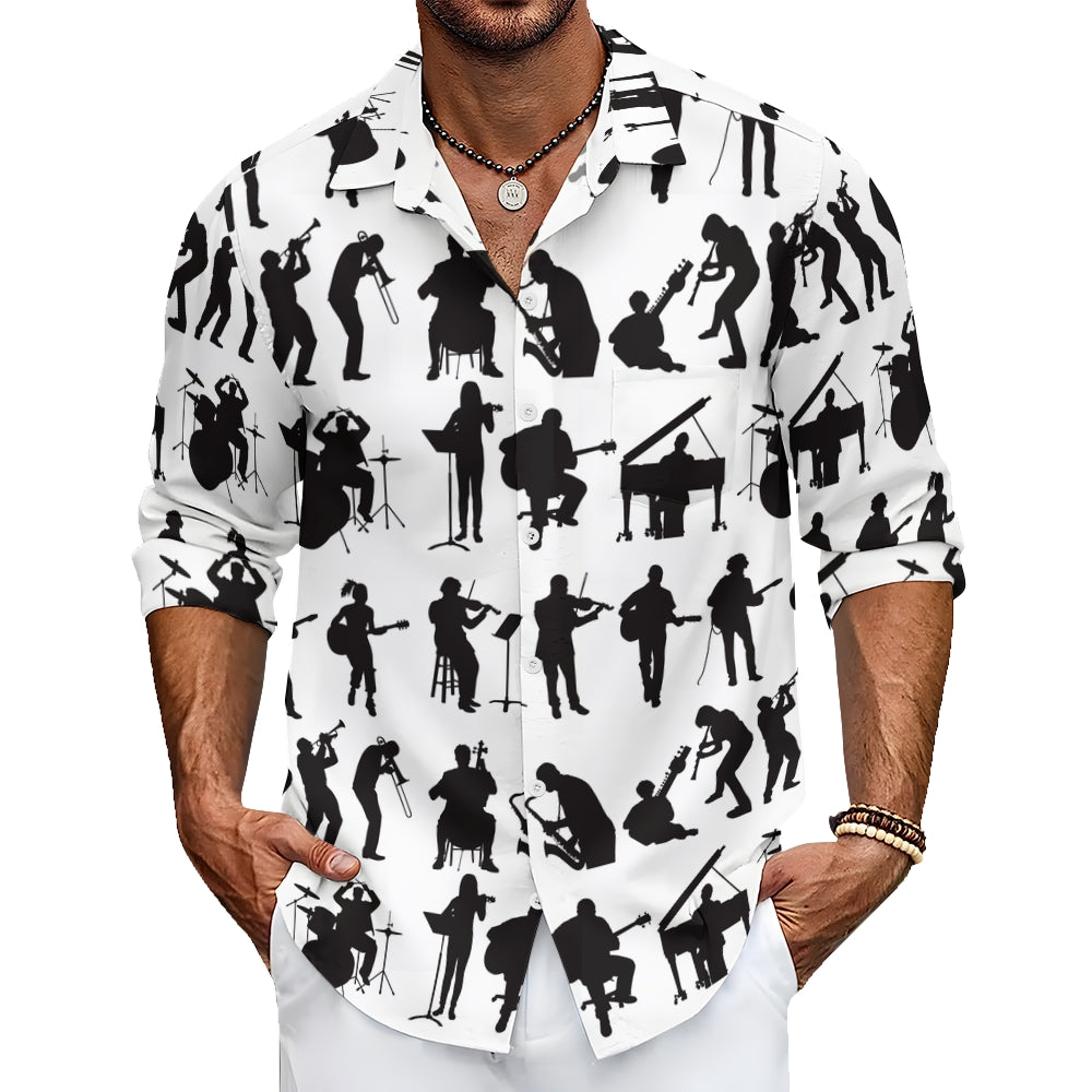 Music Elements Print Vacation Casual Men's Shirt 2407005103