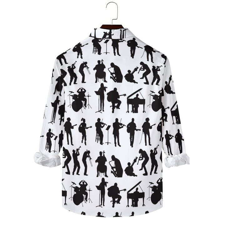 Music Elements Print Vacation Casual Men's Shirt 2407005103