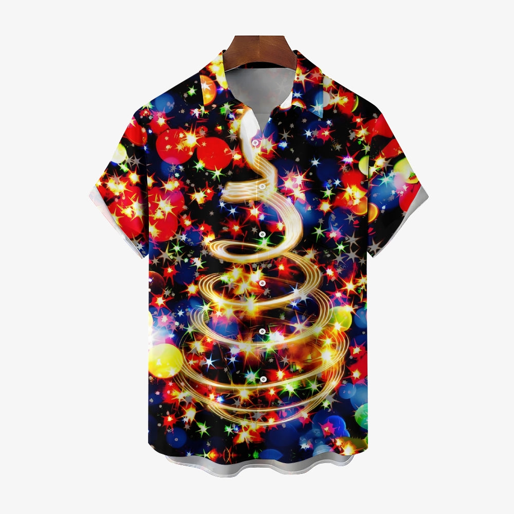 Illuminated Christmas Tree Casual Short Sleeved Shirt 2311000070