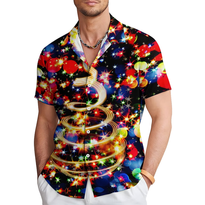 Illuminated Christmas Tree Casual Short Sleeved Shirt 2311000070