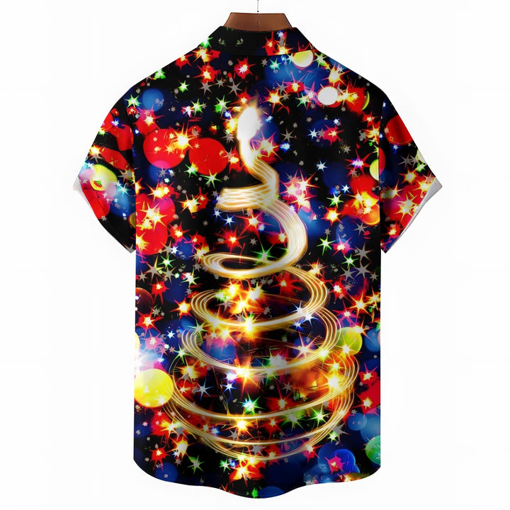 Illuminated Christmas Tree Casual Short Sleeved Shirt 2311000070