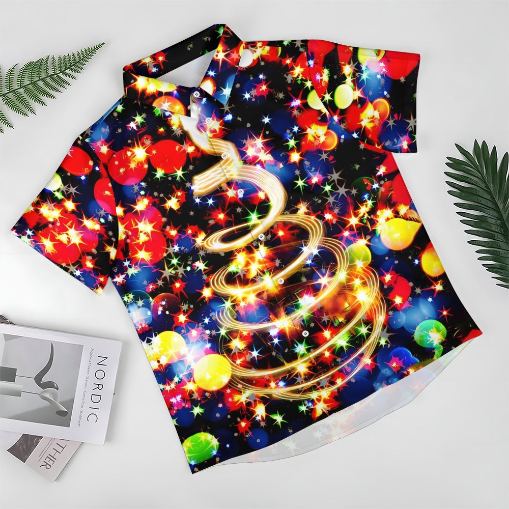 Illuminated Christmas Tree Casual Short Sleeved Shirt 2311000070