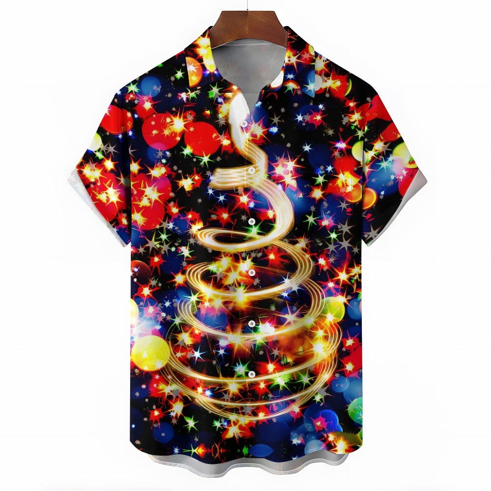 Illuminated Christmas Tree Casual Short Sleeved Shirt 2311000070