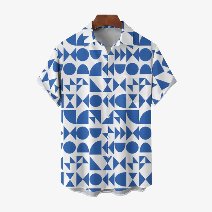 Geometric Men's Casual Short Sleeve Shirt 2402000168