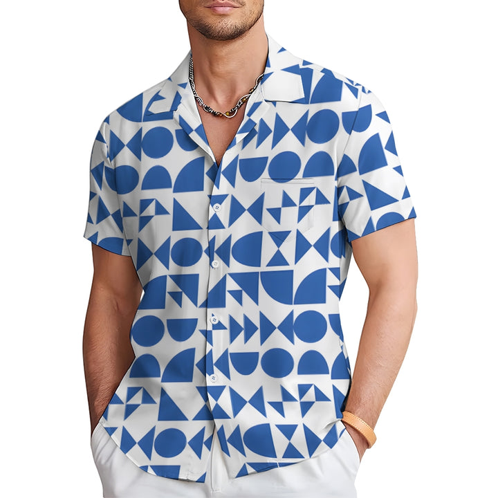 Geometric Men's Casual Short Sleeve Shirt 2402000168