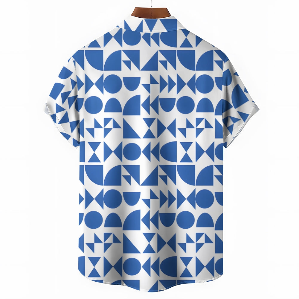 Geometric Men's Casual Short Sleeve Shirt 2402000168