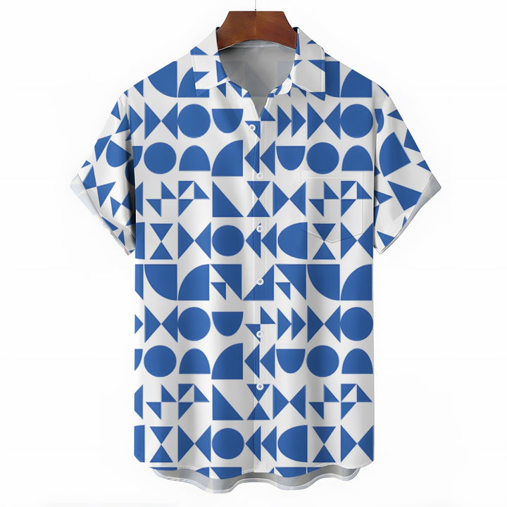 Geometric Men's Casual Short Sleeve Shirt 2402000168