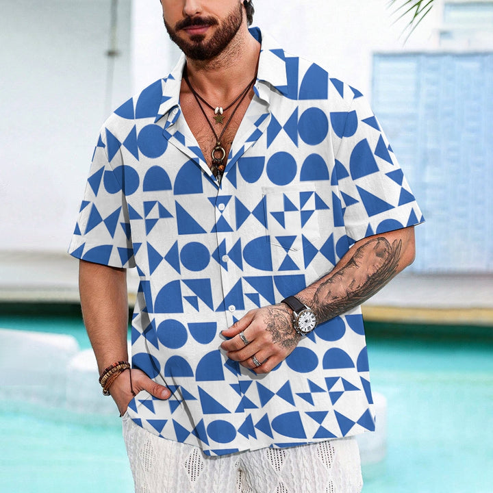 Geometric Men's Casual Short Sleeve Shirt 2402000168