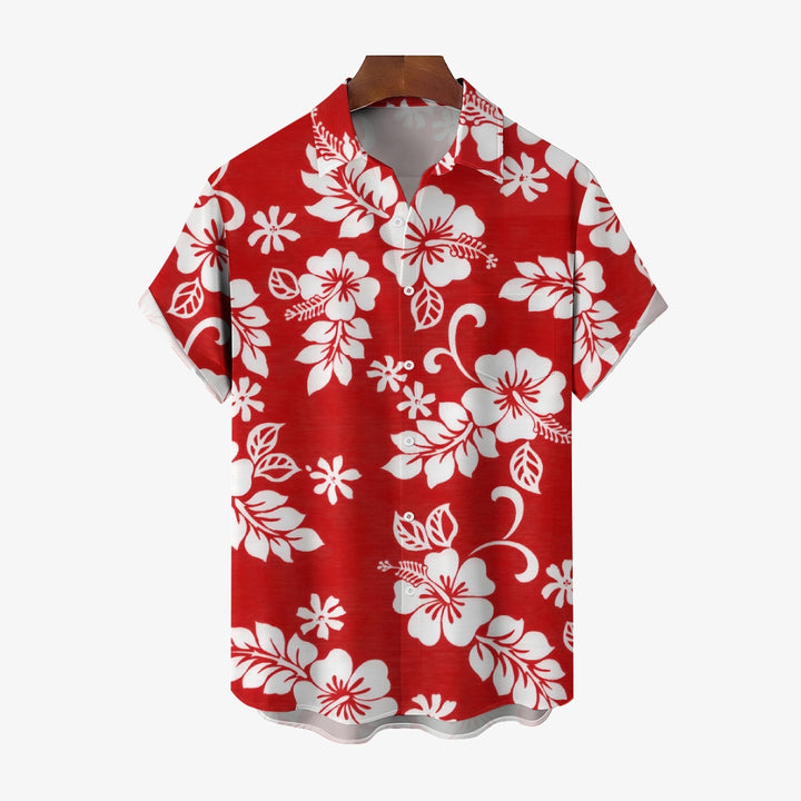 Hawaiian Flower Multicolor Casual Oversized Short Sleeve Shirt 2408000576