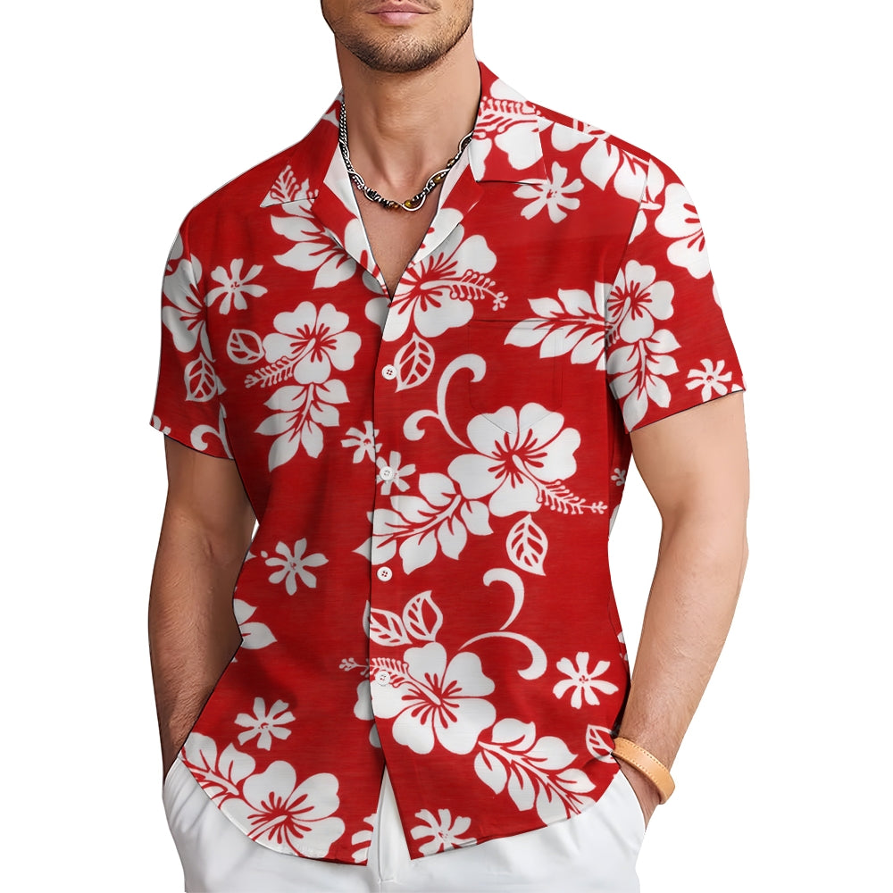 Hawaiian Flower Multicolor Casual Oversized Short Sleeve Shirt 2408000576