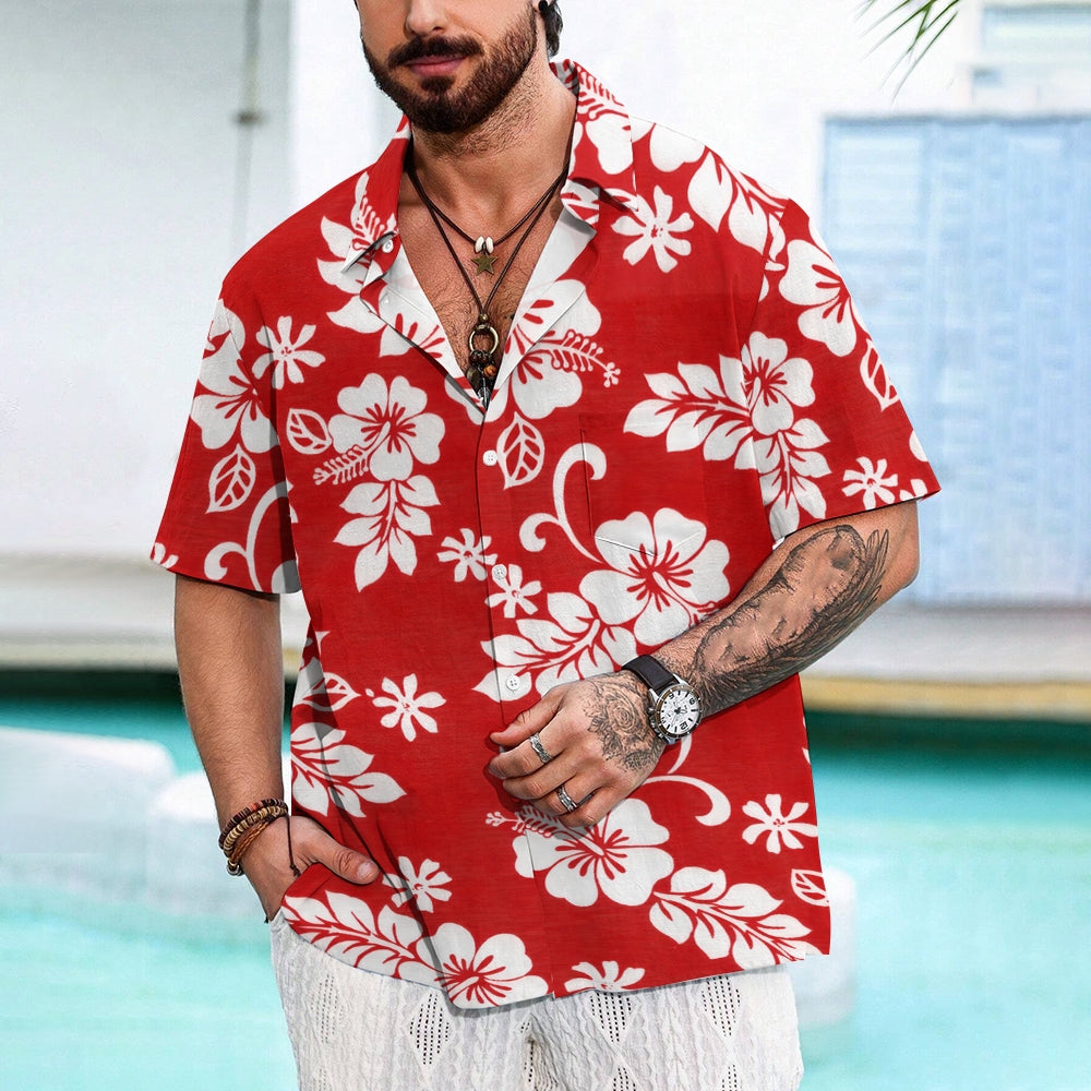 Hawaiian Flower Multicolor Casual Oversized Short Sleeve Shirt 2408000576