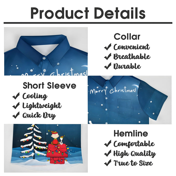 Men's  Christmas Holiday Cartoon Blue Shirt 2311000012