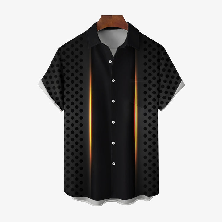 Men's Black Polka Dot Print Short Sleeve Shirt 2408000942